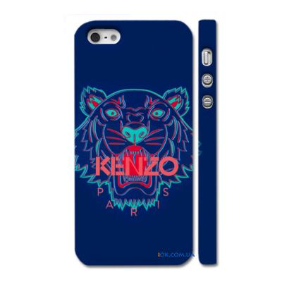 Стильный брендовый чехол Kenzo на Айфон 4, 4с синий