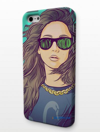 Крутой чехол для Apple iPhone 5 с девушкой в очках