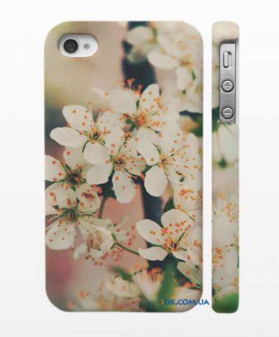 Cтильный женский чехол  для iPhonе 4, 4S  "яблоневый цвет"