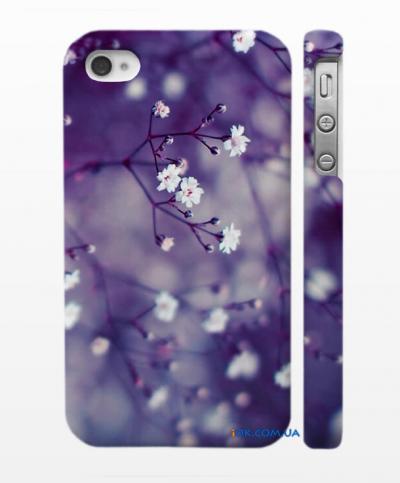 Оригинальный чехол - накладка для iPhonе 4, 4S  белые цветы
