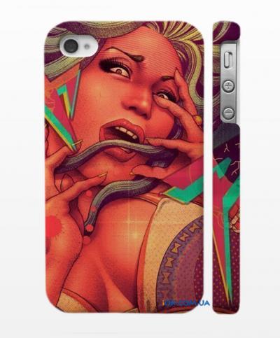 Стильная накладка для iPhonе 4, 4S Девушка с змеей Стильная накладка для iPhonе 4, 4S Девушка с змеей