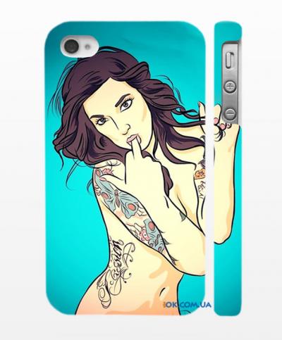 Оригинальный чехол на iPhone 4, 4S Девушка с тату 