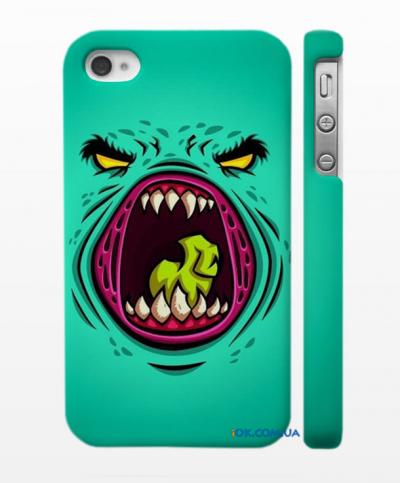 Крутой пластиковый чехол для iPhonе 4, 4S - зеленое чудовище