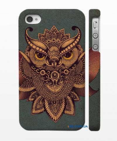 Авторская накладка для iPhone 4, 4S  ажурная сова
