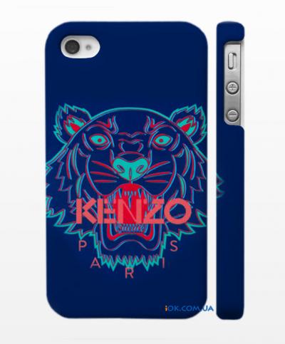 Стильный чехол Kenzo на Айфон 4, 4с синий