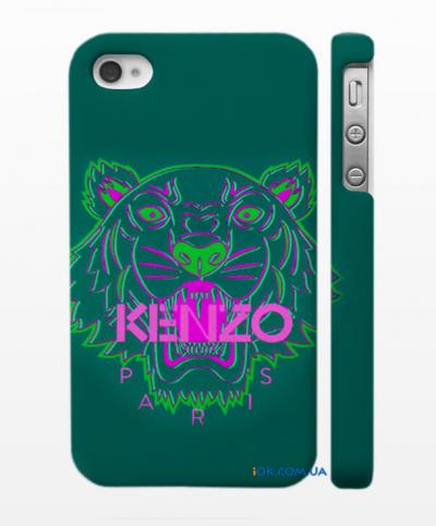 Купить оригинальный чехол Kenzo на Айфон 4, 4с зеленый