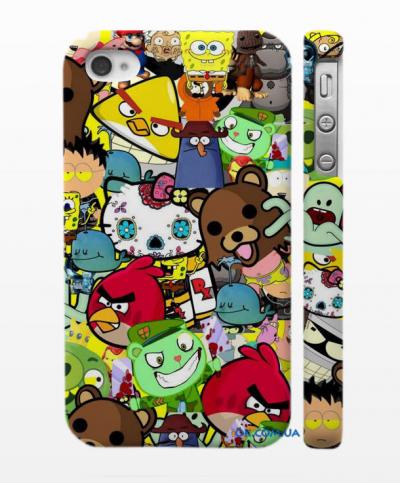 Яркий пластиковый чехол - накладка на iPhone  4, 4S  Мультик