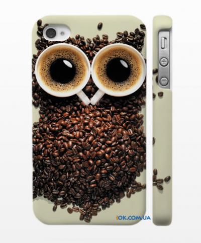 Купить крутой чехол на iPhone  4, 4S, Сова - кофе