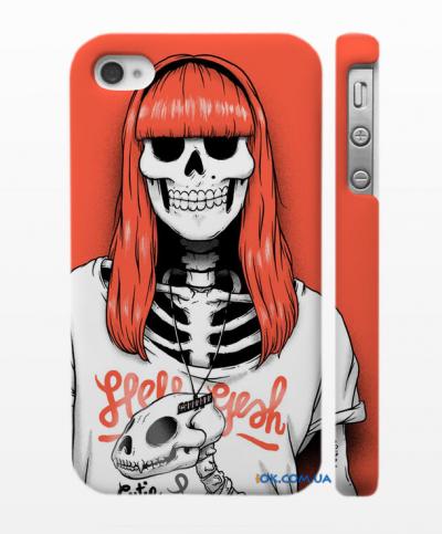 Купить пластиковую накладку для iPhone 4, 4S череп - рыжая бестия