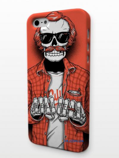 Крутая пластиковая накладка для iPhone 5, череп - стиляга Крутая пластиковая накладка для iPhone 5, череп - стиляга